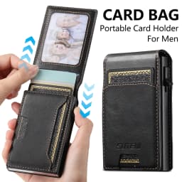 SUTENI Card Slot Wallet Flip Cover Faux Leather Card Box Pressing The Button Automatically Ejects The Card