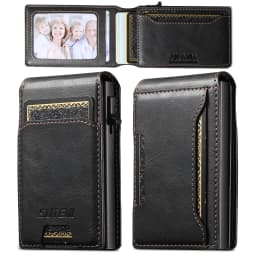 SUTENI Card Slot Wallet Flip Cover Faux Leather Card Box Pressing The Button Automatically Ejects The Card