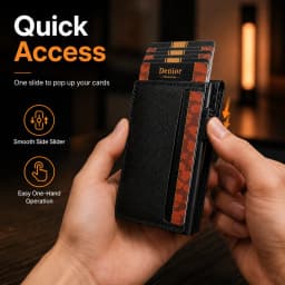 Denior PU Leather Diamond Texture Card Holder For Men RFID Pop Up Wallet With Slim Structure Quick Access And Daily Carry Use