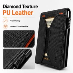 Denior PU Leather Diamond Texture Card Holder For Men RFID Pop Up Wallet With Slim Structure Quick Access And Daily Carry Use