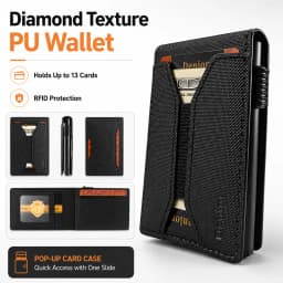 Denior PU Leather Diamond Texture Card Holder For Men RFID Pop Up Wallet With Slim Structure Quick Access And Daily Carry Use