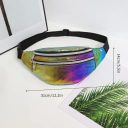 DX Holographic Fanny Pack Hologram Waist Bag Laser Beach Travel Banana Hip Bum Zip Waist Bags Women Belt Bag For Girls