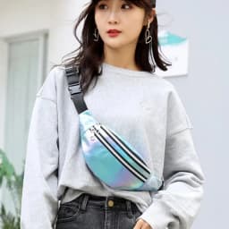 DX Holographic Fanny Pack Hologram Waist Bag Laser Beach Travel Banana Hip Bum Zip Waist Bags Women Belt Bag For Girls