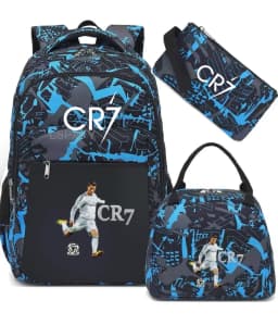 3Pcs Sets CR7 Print School Bags for Boy's Girls Primary Schoolbag Backpack Set Rucksack Bagpack Kids Cute Children's Book Bags