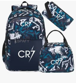 3Pcs Sets CR7 Print School Bags for Boy's Girls Primary Schoolbag Backpack Set Rucksack Bagpack Kids Cute Children's Book Bags