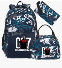 3Pcs Sets CR7 Print School Bags for Boy's Girls Primary Schoolbag Backpack Set Rucksack Bagpack Kids Cute Children's Book Bags
