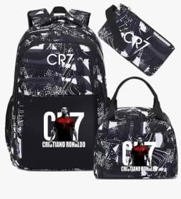 3Pcs Sets CR7 Print School Bags for Boy's Girls Primary Schoolbag Backpack Set Rucksack Bagpack Kids Cute Children's Book Bags