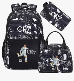 3Pcs Sets CR7 Print School Bags for Boy's Girls Primary Schoolbag Backpack Set Rucksack Bagpack Kids Cute Children's Book Bags