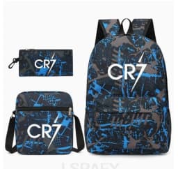3Pcs Sets CR7 Print School Bags for Boy's Girls Primary Schoolbag Backpack Set Rucksack Bagpack Kids Cute Children's Book Bags