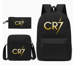 3Pcs Sets CR7 Print School Bags for Boy's Girls Primary Schoolbag Backpack Set Rucksack Bagpack Kids Cute Children's Book Bags