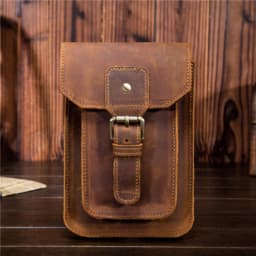 Men's Waist Pack Genuine Leather Pouch Waist Bag for Men Fanny Pack Cow Leather Mini Phone Bag Vintage Big Wallet Belt Loop Hoop
