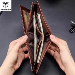 BULLCAPTAIN Genuine Leather Wallet Male Brand Designer Business Wallet Multi-function Storage Purse Rfid Card Package Wallet Men