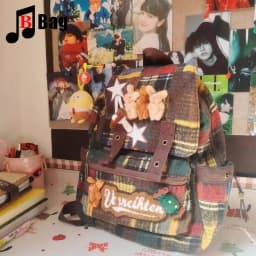 lovely fluffy Melard color scheme Backpack Women Gothic Punk Spicy Girl bunny Retro Vintage Bag Large Capacity Commuting Tote