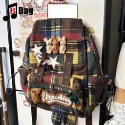 lovely fluffy Melard color scheme Backpack Women Gothic Punk Spicy Girl bunny Retro Vintage Bag Large Capacity Commuting Tote