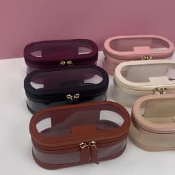 Customized Name Multi-Color PU Leather PVC Makeup and Washroom Bag with Large Storage Capacity and Waterproof Makeup Bag