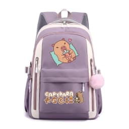 School Backpack for Girls Cute Capybara & Bubble Tea Print Schoolbags Women Girls Casual School Bags Trendy Travel Rackpack