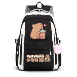 School Backpack for Girls Cute Capybara & Bubble Tea Print Schoolbags Women Girls Casual School Bags Trendy Travel Rackpack