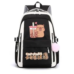 School Backpack for Girls Cute Capybara & Bubble Tea Print Schoolbags Women Girls Casual School Bags Trendy Travel Rackpack