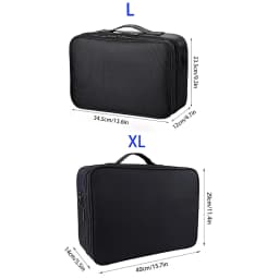 Large capacity travel makeup case, portable artist organizer with adjustable dividers and shoulder strap for toiletries jewelry