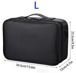 Large capacity travel makeup case, portable artist organizer with adjustable dividers and shoulder strap for toiletries jewelry