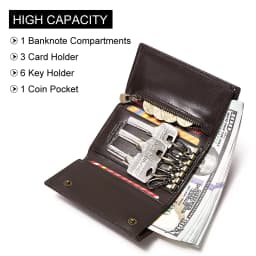 HUMERPAUL Genuine Leather Key Organizer for Car Housekeeper Small Home Key Case Top Quality Mini Wallet with Coin Pocket