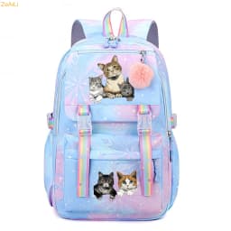 Cute Black Cat Flower Butterfly Student Teenager Children Knapsack Schoolbag Rucksack Mochila Women's Backpack Bookbag Bag