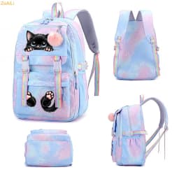Cute Black Cat Flower Butterfly Student Teenager Children Knapsack Schoolbag Rucksack Mochila Women's Backpack Bookbag Bag