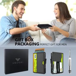 Wallet for Men - with Money Clip Slim Leather Slots Credit Card Holder RFID Blocking Bifold Minimalist Wallet