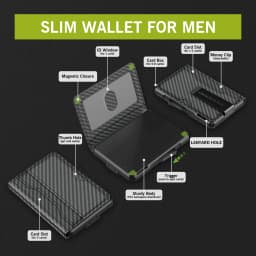 Wallet for Men - with Money Clip Slim Leather Slots Credit Card Holder RFID Blocking Bifold Minimalist Wallet