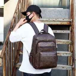 High Quality USB Charging Backpack Men PU Leather Bagpack Large Laptop Backpacks Male Mochilas Schoolbag For Teenagers Boys