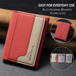 Suitable for IPhone 16 Three Fold Magnetic Wallet Card Holder, Magnetic Wallet Back Suction Universal Mobile Phone Card Bag