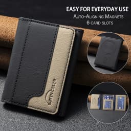 Suitable for IPhone 16 Three Fold Magnetic Wallet Card Holder, Magnetic Wallet Back Suction Universal Mobile Phone Card Bag