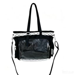 Kawaii Yellow Lace Ita Bag Tote Bag Large Capacity Clear Window Anime Pin Badge Display Shoulder Bag Lolita Cute Handbag for Com