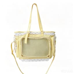 Kawaii Yellow Lace Ita Bag Tote Bag Large Capacity Clear Window Anime Pin Badge Display Shoulder Bag Lolita Cute Handbag for Com