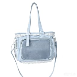 Kawaii Yellow Lace Ita Bag Tote Bag Large Capacity Clear Window Anime Pin Badge Display Shoulder Bag Lolita Cute Handbag for Com