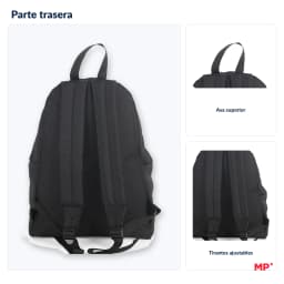 Mp | Spanish Brand | Casual Black Backpack for Men | Youth School Backpack for Institute and University (43X35X24 cm) | Large Capacity with Compartments and Side Pocket