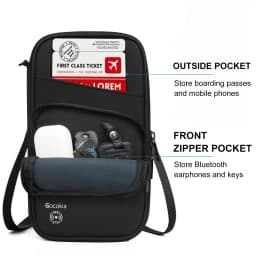 Multi Pocket Passport Bag Travel Wallet with Shoulder Strap-Family Passport Holder of 5, RFID Blocking Passport Wallet for Men W