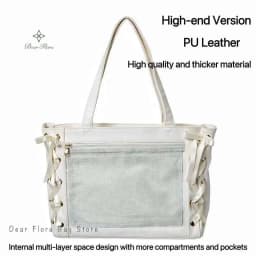 Japanese Sweet Women Ribbon Ita Bag Cute Lolita Girl Transparent Handbags Fashion Large Capacity Tote Bag Aesthetic Shoulder Bag
