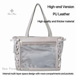 Japanese Sweet Women Ribbon Ita Bag Cute Lolita Girl Transparent Handbags Fashion Large Capacity Tote Bag Aesthetic Shoulder Bag