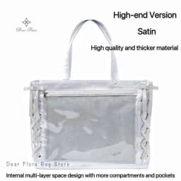 Japanese Sweet Women Ribbon Ita Bag Cute Lolita Girl Transparent Handbags Fashion Large Capacity Tote Bag Aesthetic Shoulder Bag