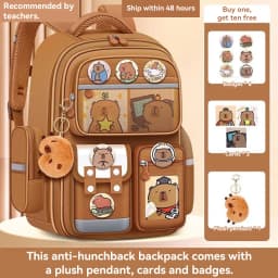 Waterproof Capybara Backpack Large Capacity Ergonomic Spine Protection Comfortable Wide Straps School College Bag for Students