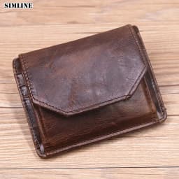 Genuine Leather Wallet For Men Male Rfid Original Cowhide Vintage Short Mens Wallet Purse With Card Holder ID Window Coin Pocket