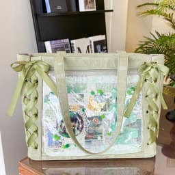 New Y2K Ribbon Bow Japanese Ita Shoulder Bag Cute Girl Transparent Pocket Large Capacity Crossbody Tote Bag DIY Display Handbags