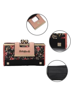 AFKOMST Women Floral Print Wallet: 9 Card Slots, Bifold Design, Coin Purse & Card Holder