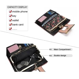 AFKOMST Women Floral Print Wallet: 9 Card Slots, Bifold Design, Coin Purse & Card Holder