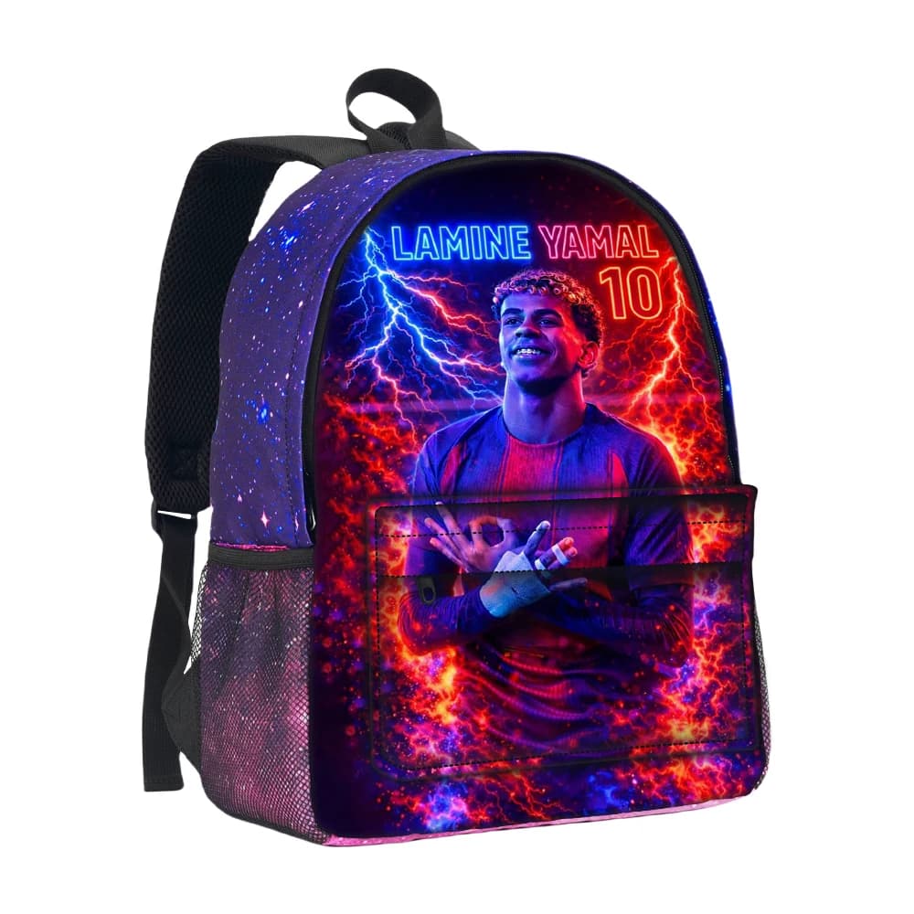 Boys Girls Backpack Knapsack Football Star Starry Sky Backpack School Bag L-Lamin Yamal Large Capacity Mochila Rucksack School