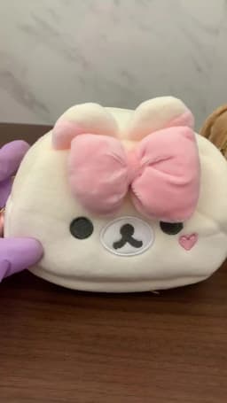 Rilakkuma Korilakkuma Bow Plush Makeup Bag With Mirror Storage Organizer Anime Bear Kawaii Cute Travel Cosmetic Bag Pouch