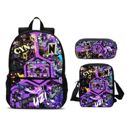 Murder Drones 3pcs Set Backpack 47cm/18.5inch Large Capacity Backpack Shoulder Bag Pencil Case Book Bags for Boys Girl Best Gift