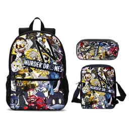 Murder Drones 3pcs Set Backpack 47cm/18.5inch Large Capacity Backpack Shoulder Bag Pencil Case Book Bags for Boys Girl Best Gift