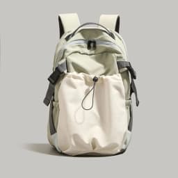 Fashion Nylon Backpack with Drawstring Side Pocket Adjustable Padded Straps for Outdoor Daily Use Large Capacity Shoulder Bag